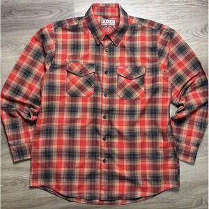 Dixxon Flannel Men's XL Shinedown Plaid Button Down Shirt Red Grunge Biker EUC
